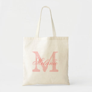 Persoonlijke naam monogram canvas tas   Koraalroze