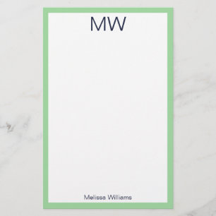 Persoonlijke naam monogram initiaal mintgroene ran briefpapier