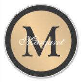 Persoonlijke naam Monogram Metallic Button Cutout Sticker (Voorkant)