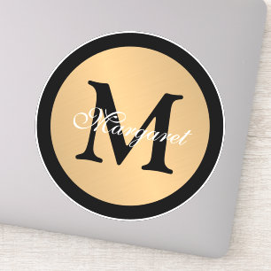 Persoonlijke naam Monogram Metallic Button Cutout Sticker