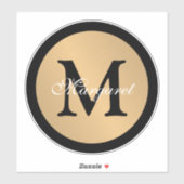 Persoonlijke naam Monogram Metallic Button Cutout Sticker (Vel)
