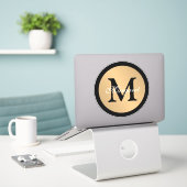 Persoonlijke naam Monogram Metallic Button Cutout Sticker (Laptop op bureau)