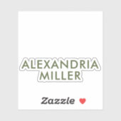 Persoonlijke naam Monogram Olive Green Modern Sticker (Vel)
