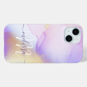 Persoonlijke naam Monogram Paarse Waterverf Luxe Case-Mate iPhone Case (Achterkant (horizontaal))