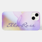 Persoonlijke naam Monogram Paarse Waterverf Luxe Case-Mate iPhone Case (Achterkant (horizontaal))