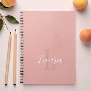 Persoonlijke naam monogram roze meisjesachtig notitieboek