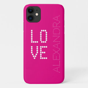 Persoonlijke naam & Monogram Trendy Font Hot Pink iPhone 11 Hoesje