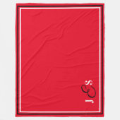 Persoonlijke naam Monogrammed Red Stadium Blanket Fleece Deken (Voorkant)