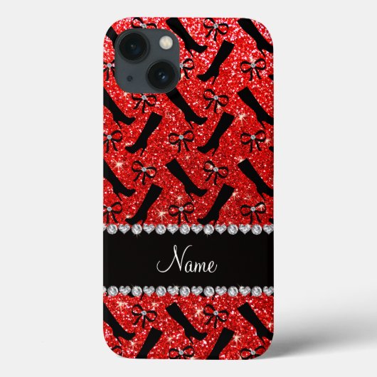 Persoonlijke naam neon red glitter boows Case-Mate iPhone case (Achterkant)