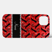Persoonlijke naam neon red glitter boows Case-Mate iPhone case (Achterkant (horizontaal))