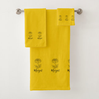 Persoonlijke naam oktober afrikaantje geboortebloe bad handdoek