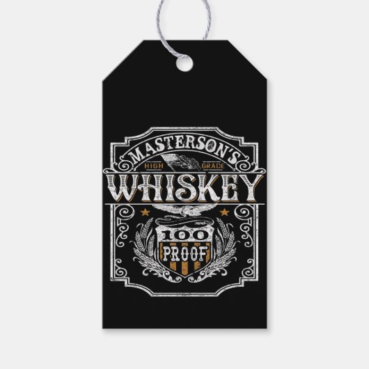 Persoonlijke NAAM Old West Whiskey Brewery Bar Cadeaulabel (Voorkant)