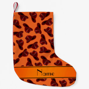 Persoonlijke naam oranje brandhelmen kleine kerstsok
