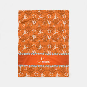 Persoonlijke naam oranje damask gymnastiek fleece deken