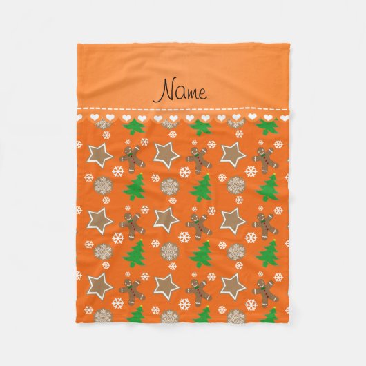 Persoonlijke naam oranje kerstkoekjes fleece deken (Voorkant)