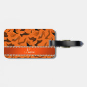 Persoonlijke naam oranje vrouwenschoenen bagagelabel (Achterkant horizontaal)