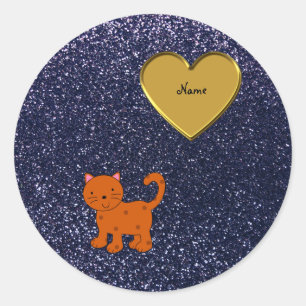 Persoonlijke naam oranje zeejager ronde sticker