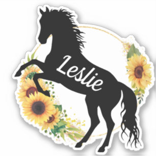 Persoonlijke naam paard Silhouette Equestrian Sticker