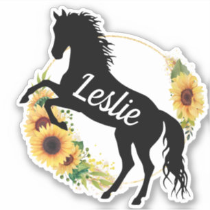 Persoonlijke naam paard Silhouette Equestrian Sticker