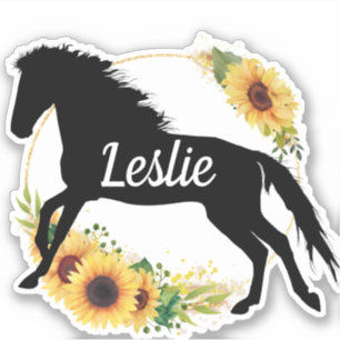 Persoonlijke naam paard silhouette Sticker