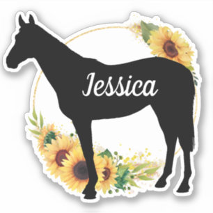Persoonlijke naam paard silhouette Sticker