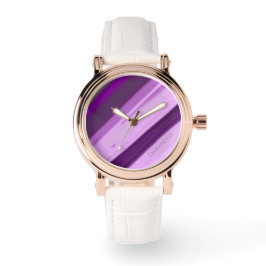 Persoonlijke naam paarse lavendel strepen horloge