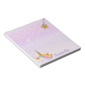 Persoonlijke naam Paarse Sparkle Glitter Unicorn Notitieblok (Schuin)