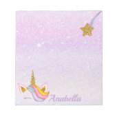 Persoonlijke naam Paarse Sparkle Glitter Unicorn Notitieblok (Voorkant)