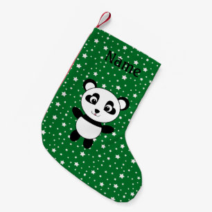 Persoonlijke naam panda groene sterren kleine kerstsok