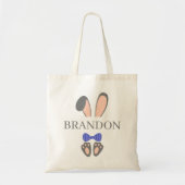 Persoonlijke naam Pasen Bunny met Bow Stropdas Tote Bag (Voorkant)