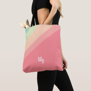 Persoonlijke naam pastel regenboog aangepaste cade draagtas