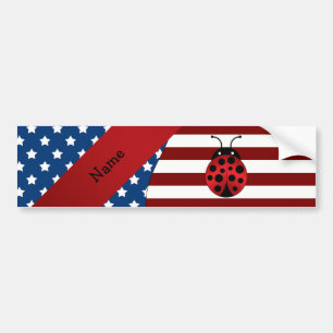 Persoonlijke naam Patriotic ladybug Bumpersticker