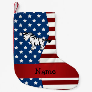 Persoonlijke naam Patriottische zebra Kleine Kerstsok