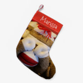 Persoonlijke naam Peek-a-boo Sock Monkey Kleine Kerstsok (Voorkant (Hangend))
