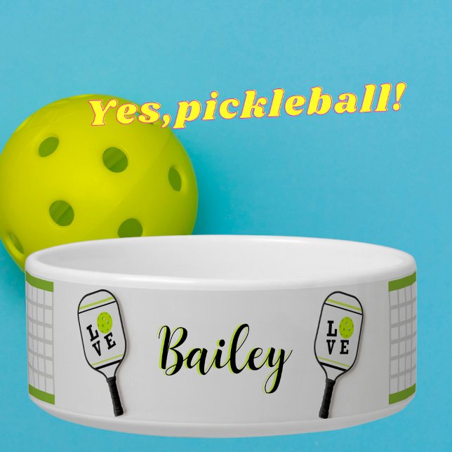 Persoonlijke naam Pet Pickleball Theme Voerbakje (Creator heeft geüpload)