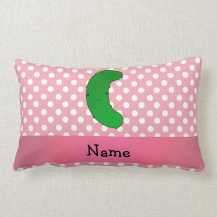 Persoonlijke naam pink polka stips kussen
