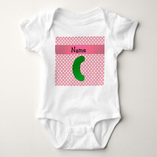 Persoonlijke naam pink polka stips romper (Voorkant)