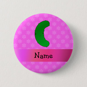 Persoonlijke naam pink sneeuwvlokken pekelen ronde button 5,7 cm