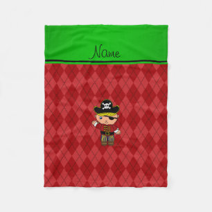 Persoonlijke naam pirate red argyle fleece deken