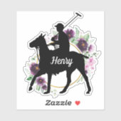 Persoonlijke naam polo pony silhouette sticker (Vel)