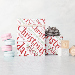 Persoonlijke naam Prettig kerstfeest Verjaardag Gr Cadeaupapier