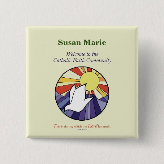 Persoonlijke naam, RCIA-ronde over geel Vierkante Button 5,1 Cm (Voorkant)