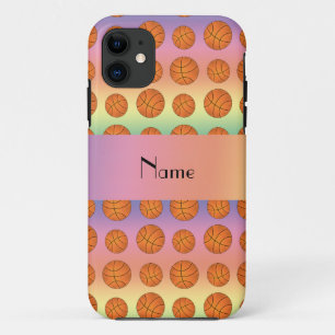 Persoonlijke naam regenboogbasketballen iPhone 11 hoesje