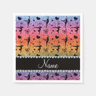 Persoonlijke naam regenbooglittergymnastiek servetten