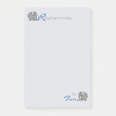 Persoonlijke naam "RElephant Notes" Grijs en Blauw Post-it® Notes (Voorkant)
