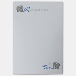 Persoonlijke naam "RElephant Notes" Grijs en Blauw Post-it® Notes