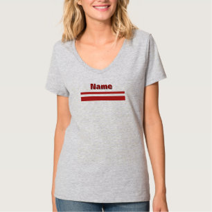 Persoonlijke naam Rode Band Vrouwen Grijs T-shirt