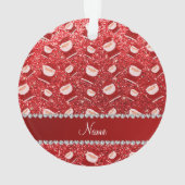Persoonlijke naam rode glitter santas ornament (achterkant)
