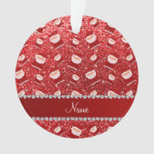 Persoonlijke naam rode glitter santas ornament (voorkant)