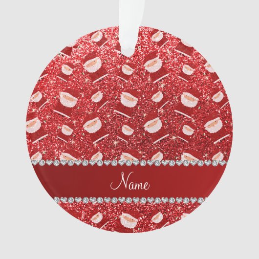 Persoonlijke naam rode glitter santas ornament (voorkant)